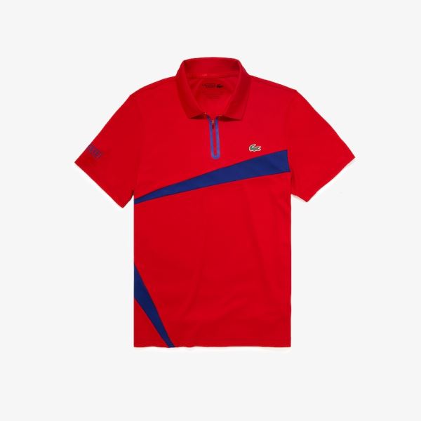 Lacoste Lacoste SPORT Paneled Breathable Piqué Tennis Polo Shirt - Šortky Pánské Červené / Blankyt |